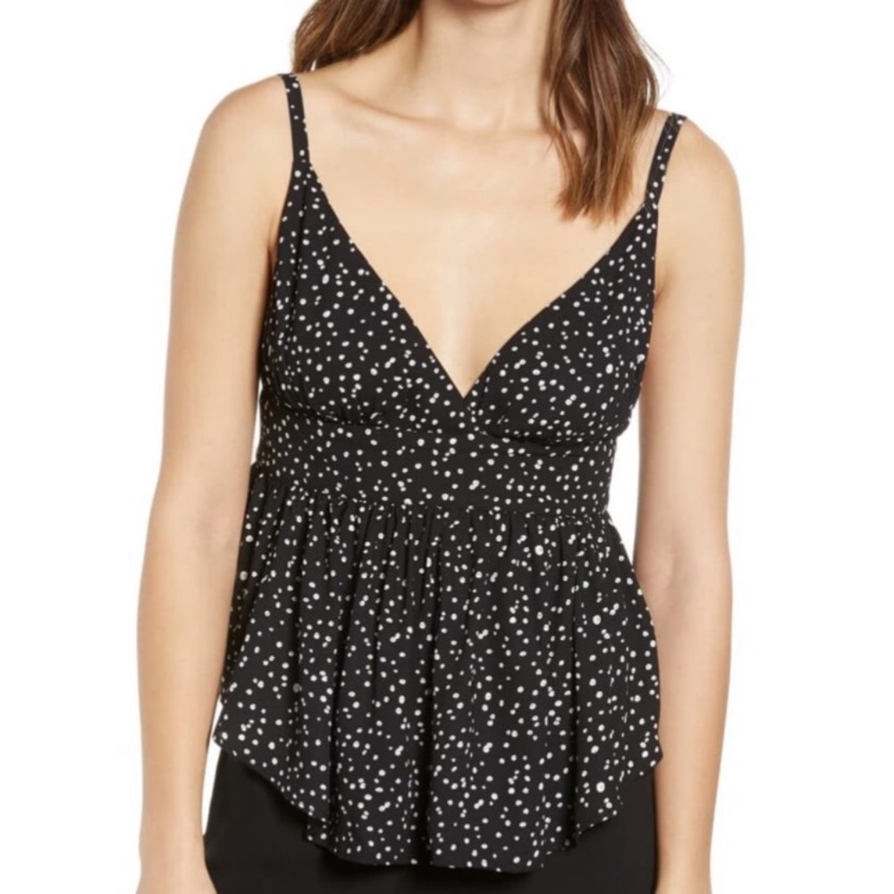 Leith v neck peplum spaghetti strap top